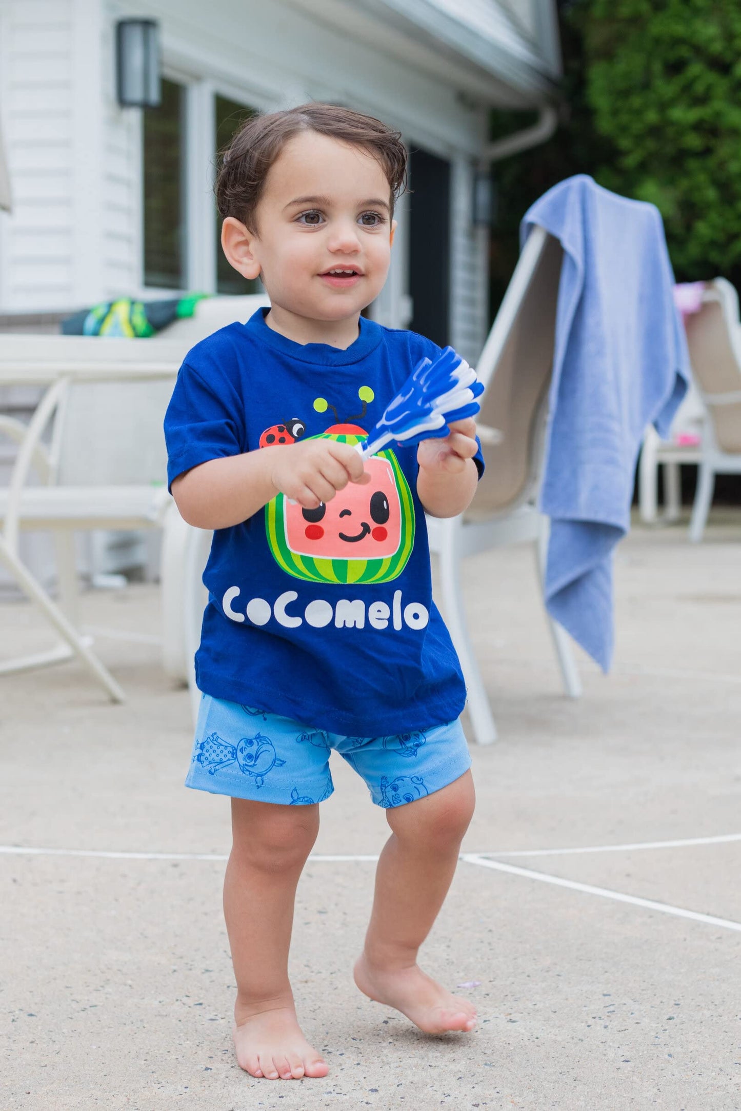 Cocomelon Jj Yoyo Tomtom Infant Baby Boys Graphic T-Shirt & French Terry Shorts Blue 12 Months