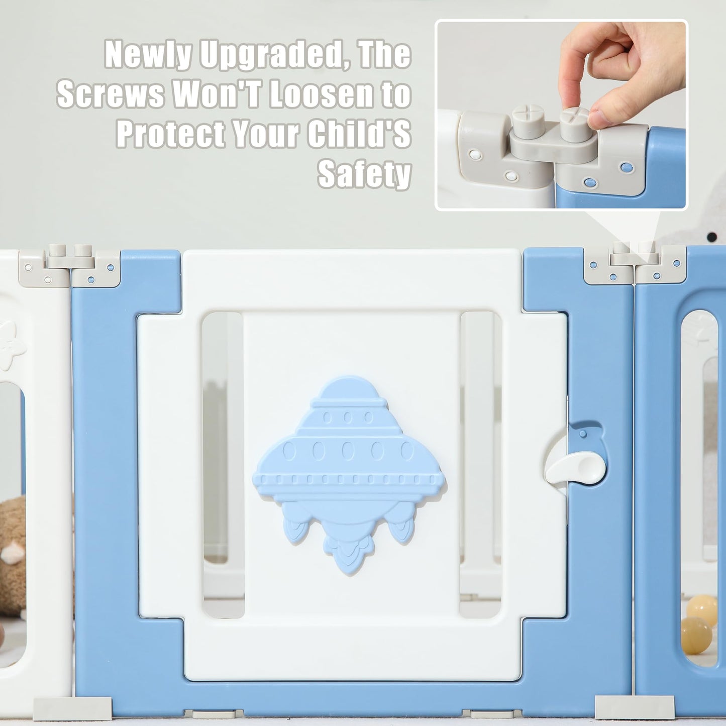 Baby Play Pen, 18 Panels Extra Large Baby Playpen, Foldable Play Pens For Babies And Toddlers, Ufo Portable Baby Fence, Baby Gat