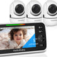 Hellobaby Hb6550 5' Baby Monitor 3 Cameras, 26-Hour Battery, Pan-Tilt-Zoom,1000Ft Range Video Audio Baby Monitor No Wifi, Eco,