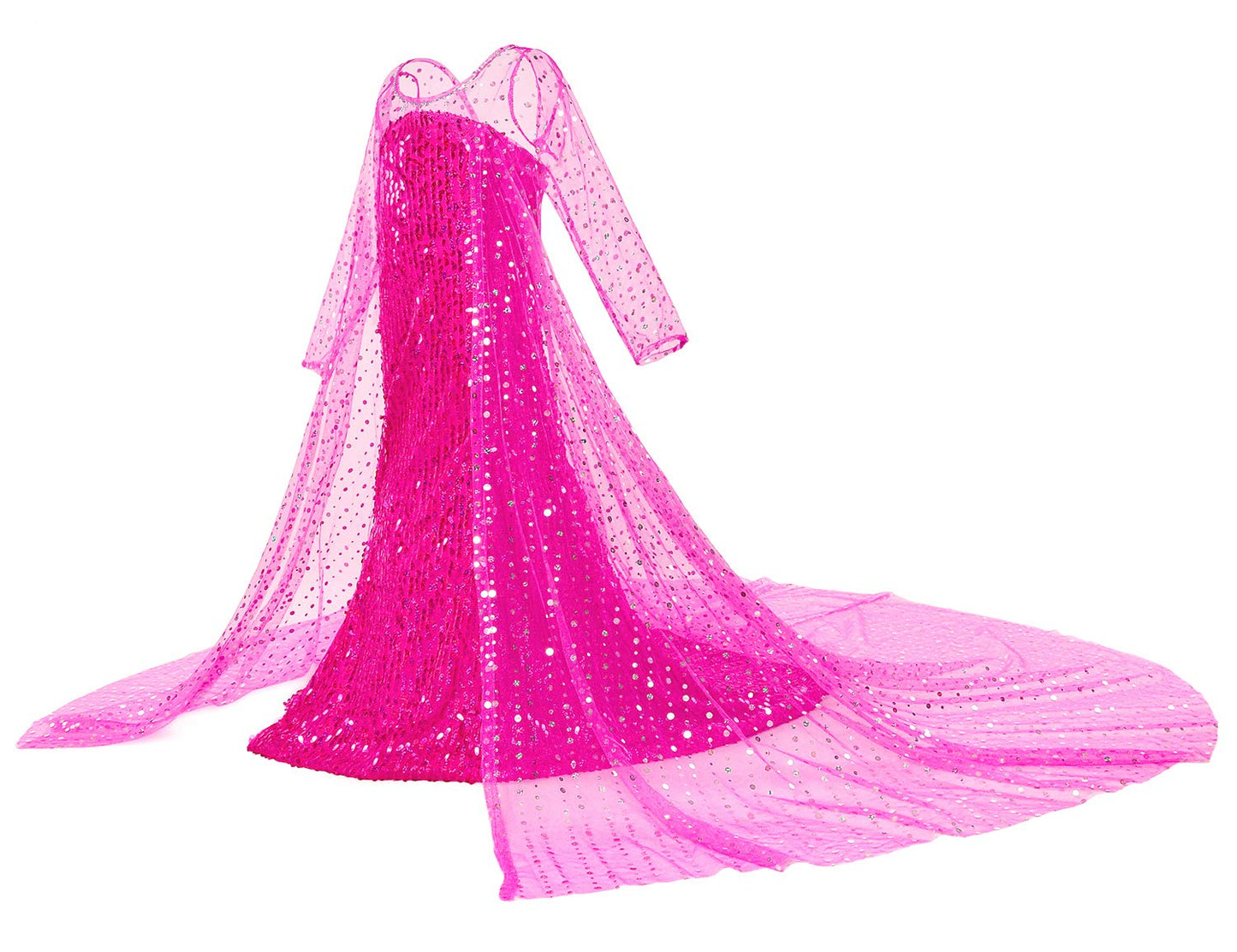 Luxury Princess Dress Costumes With Shining Long Cape Girls Birthday Party 4T 5T