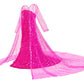 Luxury Princess Dress Costumes With Shining Long Cape Girls Birthday Party 3T 4T