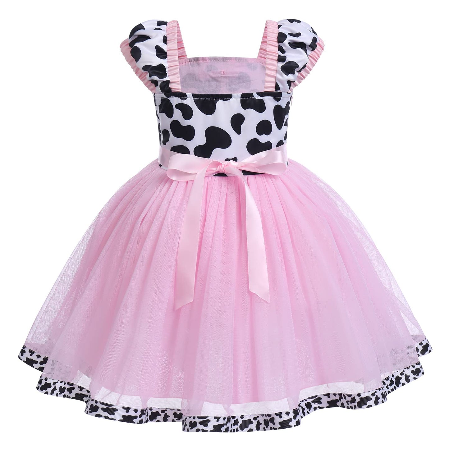 Toddler Baby Girls Cow Dress Cosplay Birthday Princess Fancy Halloween Costume Tulle Tutu Dress Up Themed Party Christmas Outfit
