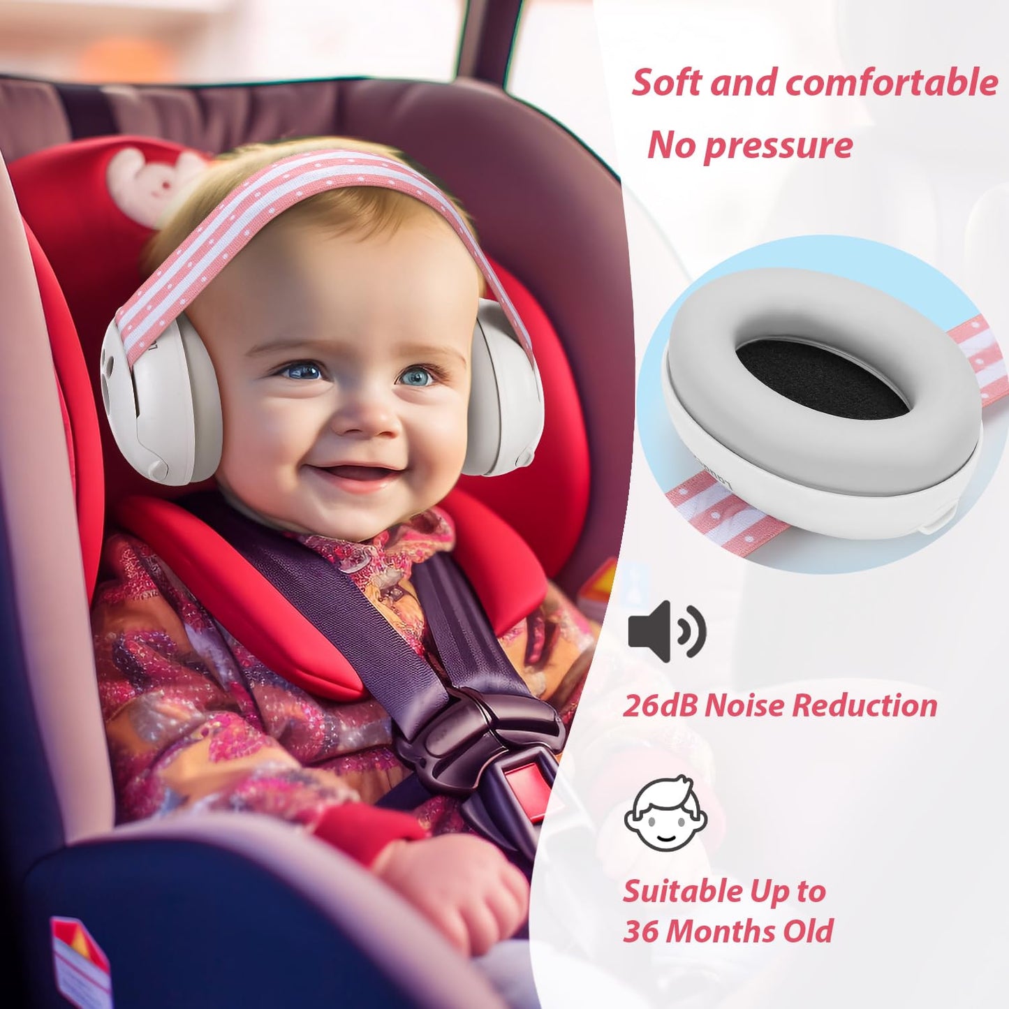 Laudexua Baby Ear Protection, Noise Cancelling Headphones For Babies And Toddlers Up To 36 Months, Comfortable Infant Ear Muffs