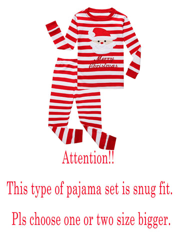 Kikizye Christmas Striped Santa Claus Little Girls Boys Pjs 100% Cotton Long Sleeve Kids Toddler Pajamas Sets Size 5 Red