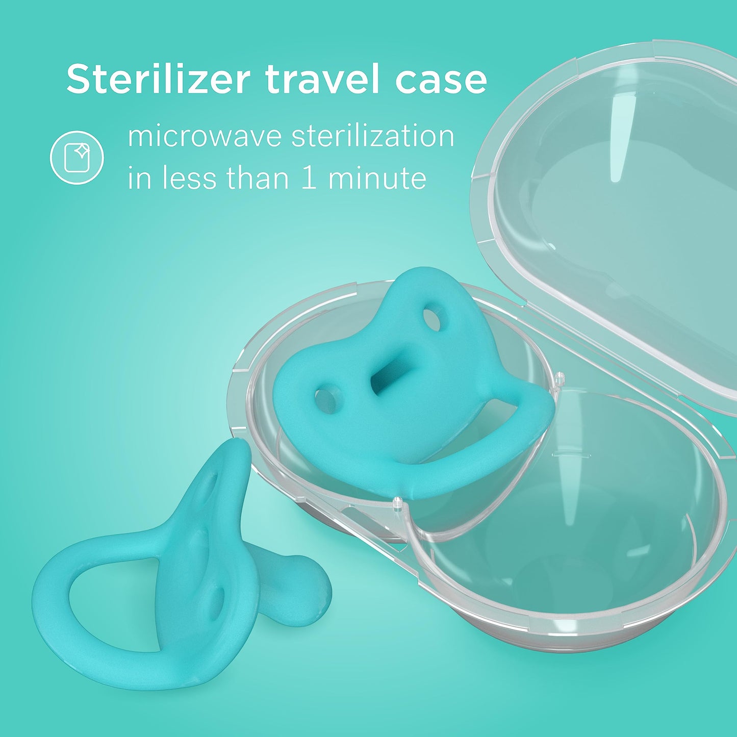 Smilo Newborn Baby Pacifier With Sterilization Box - 2 Pack Of Orthodontic Pacifiers For Babies From 0-2 Months - Expands To Sup