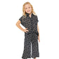 Cherry Crumble Black Digital Printed 100% Cotton Short Sleeves Collar Neck Casual Wear Regular Fit Summer Top & Bottom Set For G