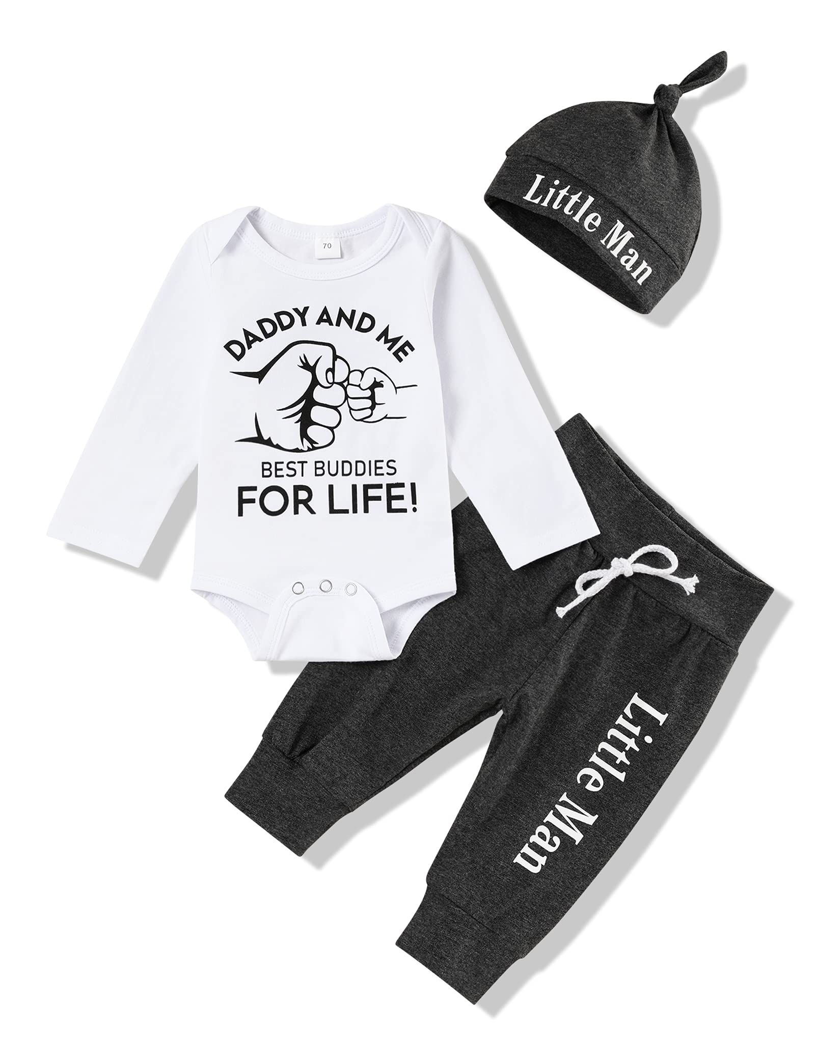 Tuemos Newborn Baby Boy Clothes Aint No Mama Like The One I Got Letter Print Romper +Pants+Hat 3Pc Infant Baby Boy Outfits