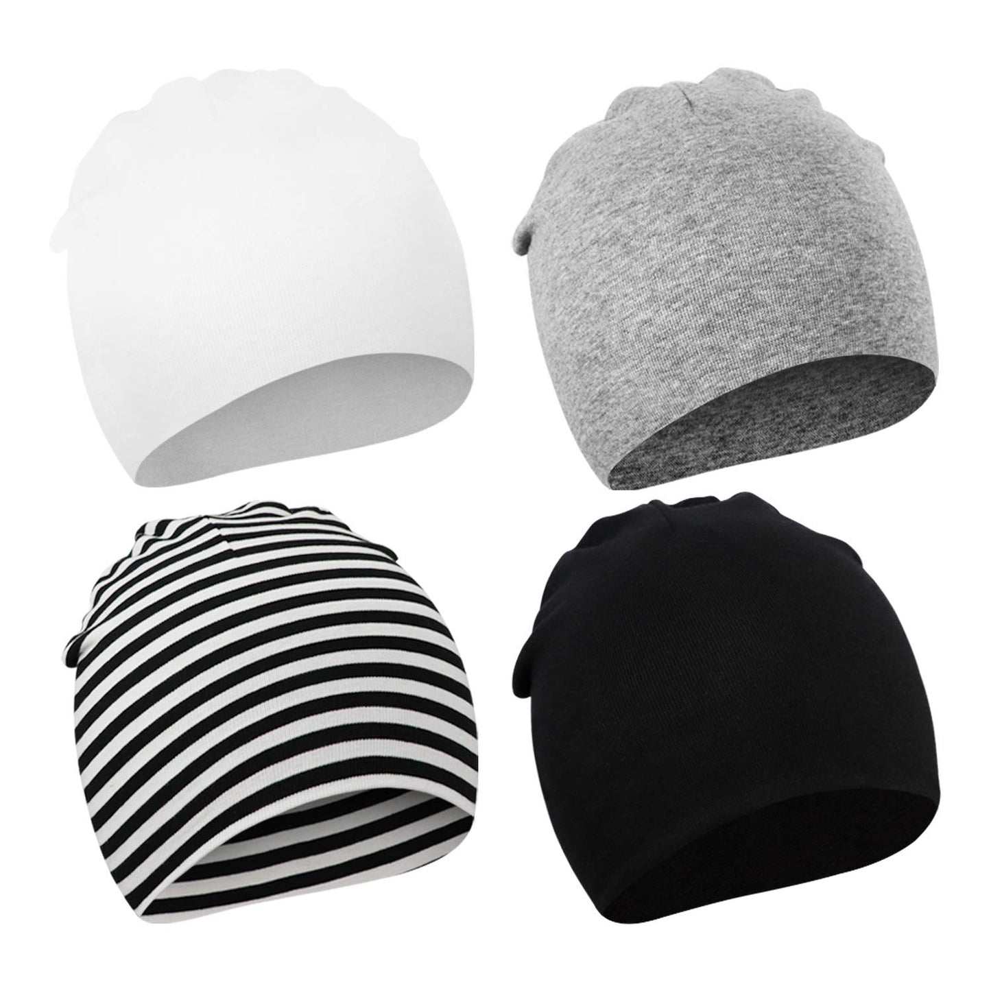 Dreshow Bqubo 4 Pieces Baby Beanie Newborn Toddler Soft Cute Knit Hat Hospital Hats For Baby Boys Infant Cap Beanies