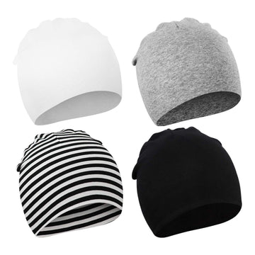 Dreshow Bqubo 4 Pieces Baby Beanie Newborn Toddler Soft Cute Knit Hat Hospital Hats For Baby Boys Infant Cap Beanies