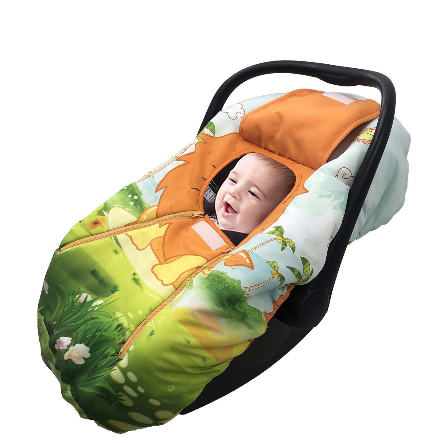 Cute Cartoon Infant Car Seat Covers, Soft Warm Breathable And Windproof Canopy For Baby Car Seat (Cute Lion)