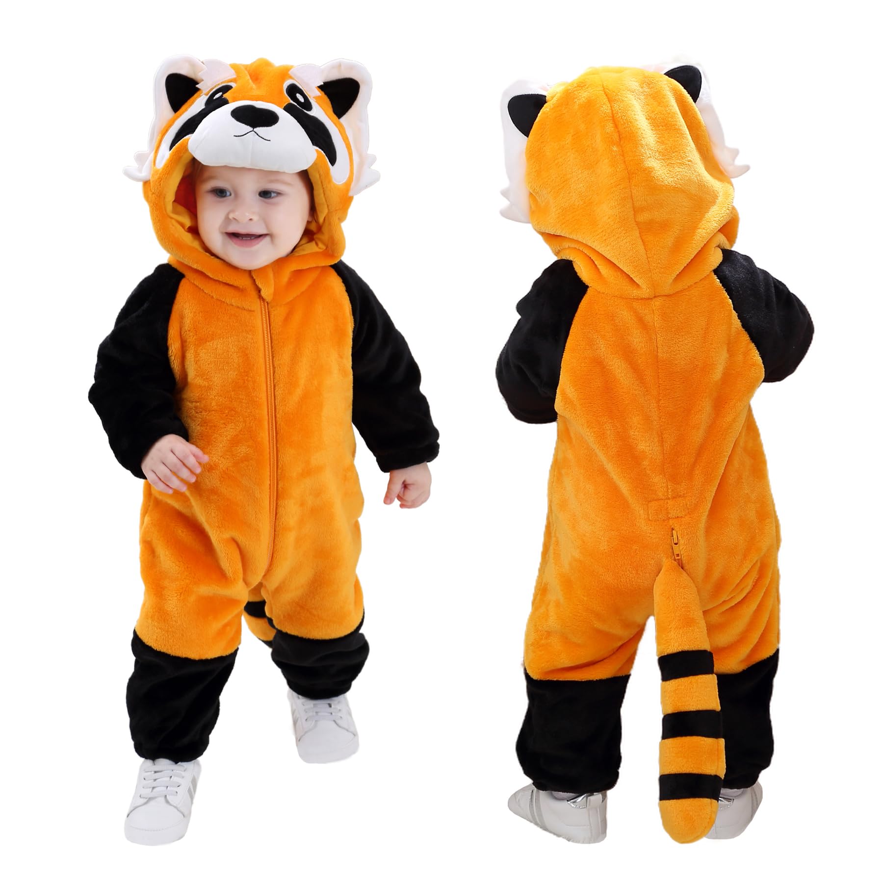 Tonwhar Infant And Toddler Halloween Cosplay Costume Kids' Animal Outfit Snowsuit(1-3 Months,Raccoon)