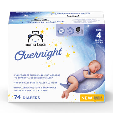 Amazon Brand - Mama Bear Overnight Diapers, Size 4, 74 Count