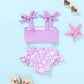 Younger Tree Toddler Girls Two Pieces Swimsuit Color Block Stripe Swimwear Summer Beach Bathing Suit 18M-5T(Purple#Flower 3-4T)