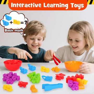 Counting Transportation Color Sorting Toys for Toddlers 1-3,Montessori STEM Sensory Preschool Toddler Educational Activities Lea