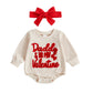 Seyurigaoka Baby Girl Valentines Outfit Print Long Sleeve Pullover Sweatshirt Romper Bodysuit Cute Baby Clothes (Letter Beige, 0