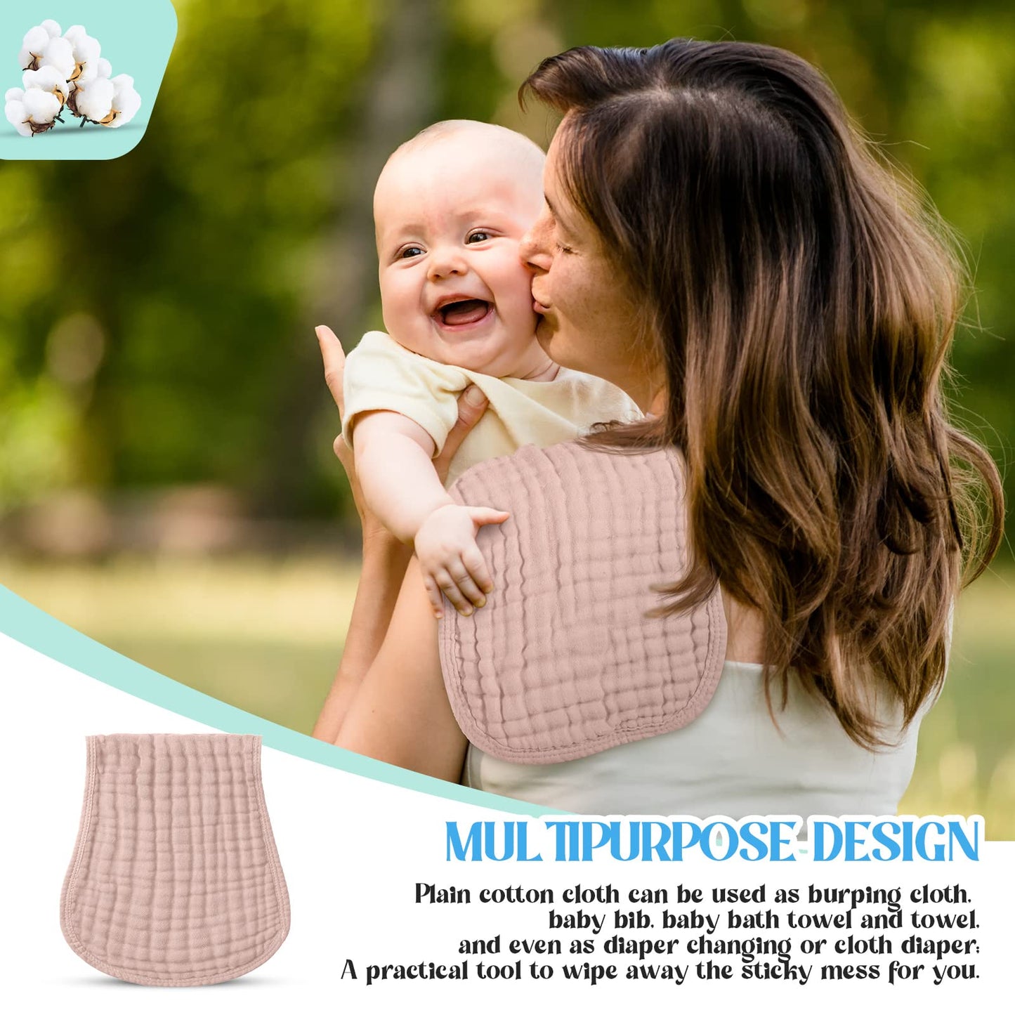 Frienda 6 Pack Muslin Burp Cloths Cotton Large 20x 9 Extra Absorbent and Soft Baby Burping Cloth for Baby Boy Girl Unisex(No