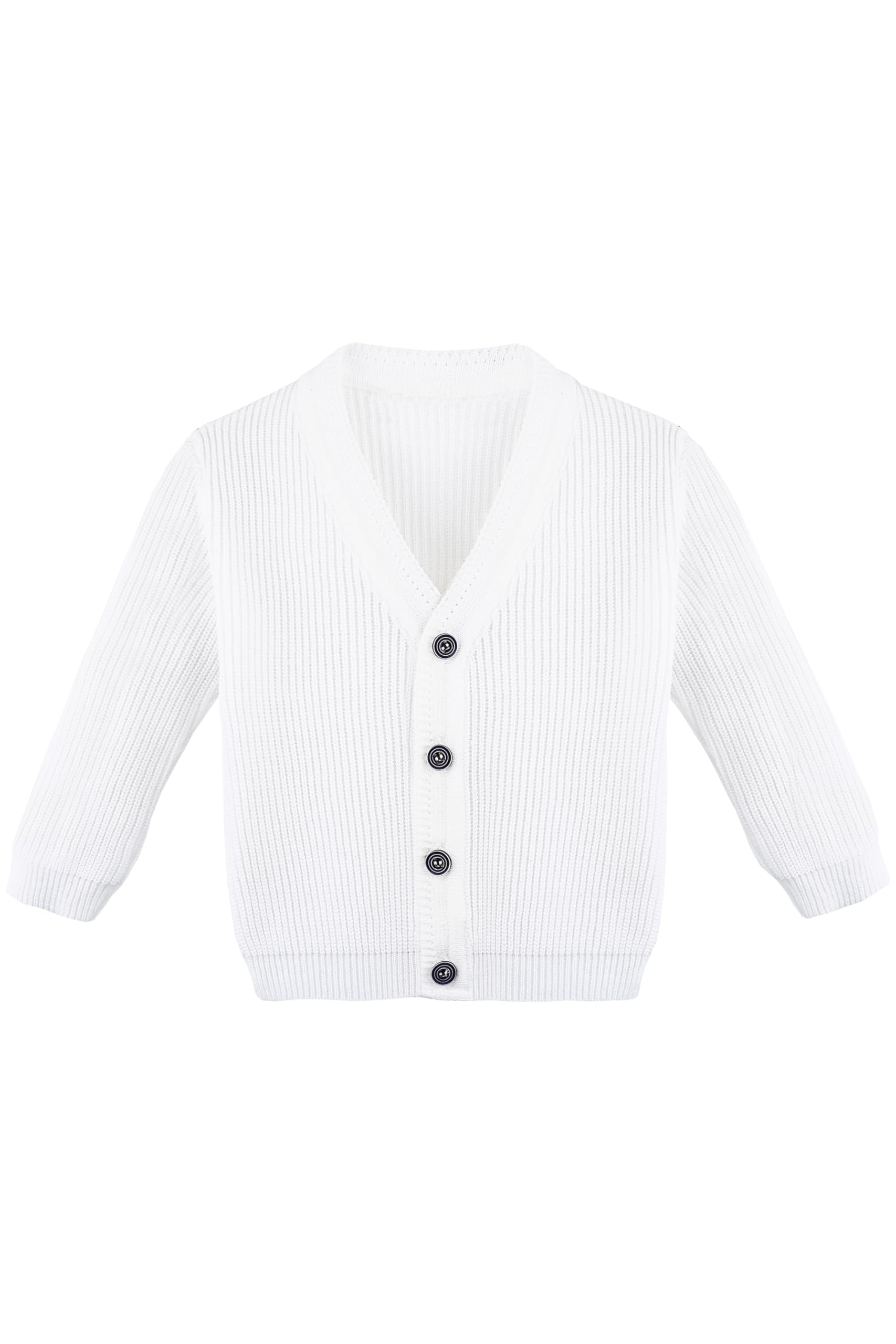 Lilax Baby Boys Basic Long Sleeve V-Neck Classic Knit Cardigan Sweater (White, 3-6 Months)