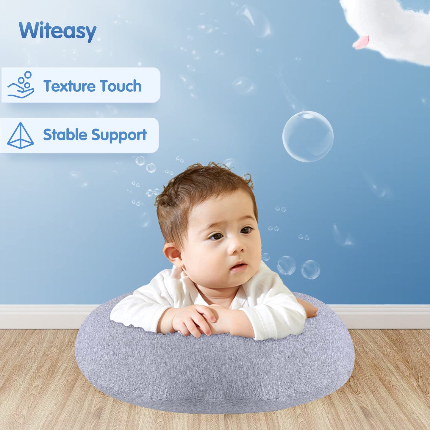 Witeasy Breastfeeding Pillows,Baby Nursing Pillow For Mon And Baby Boy And Girl-Tummy Time Pillow With Removable Cotton Cover-Si