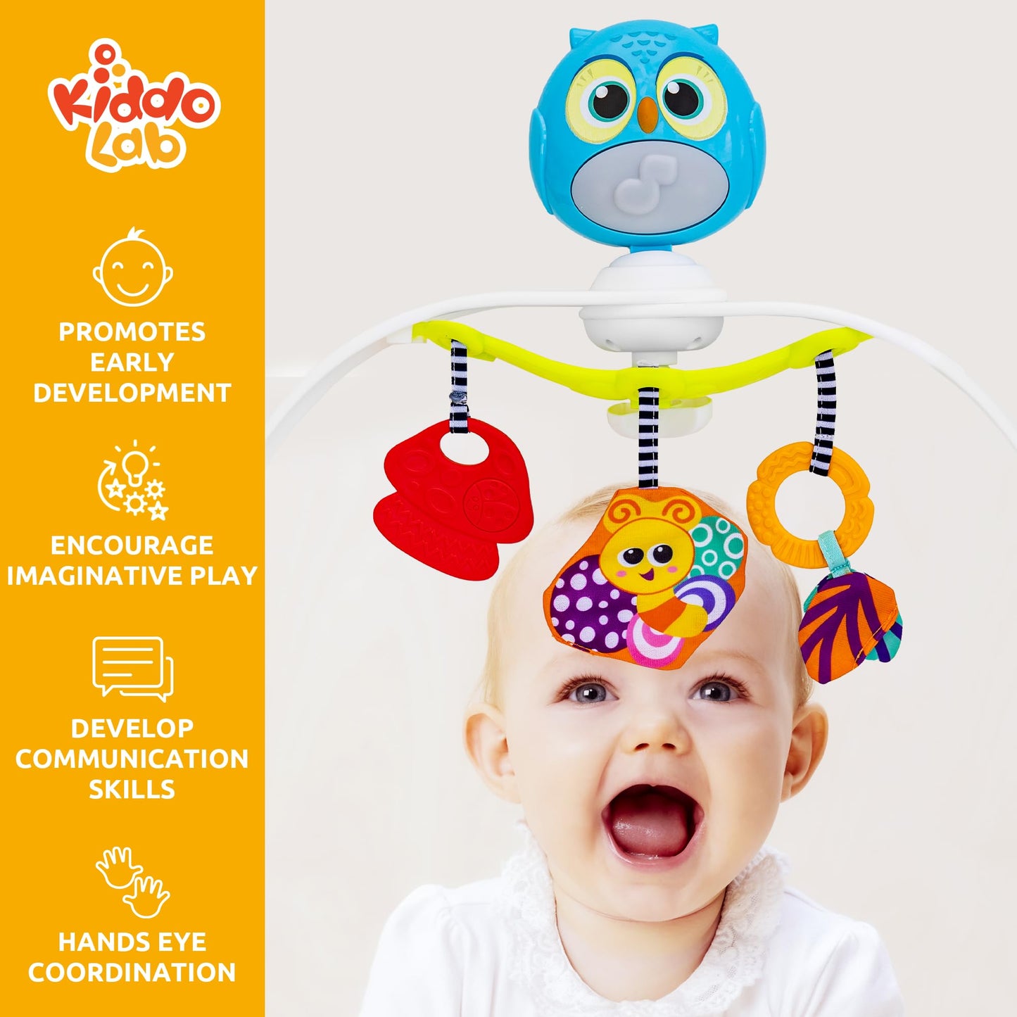 Baby Stroller Arch Toy with Relaxing Music & Lights - Adjustable Activity Arch & Play Accessories - Baby Bouncer Toy Bar, Carsea