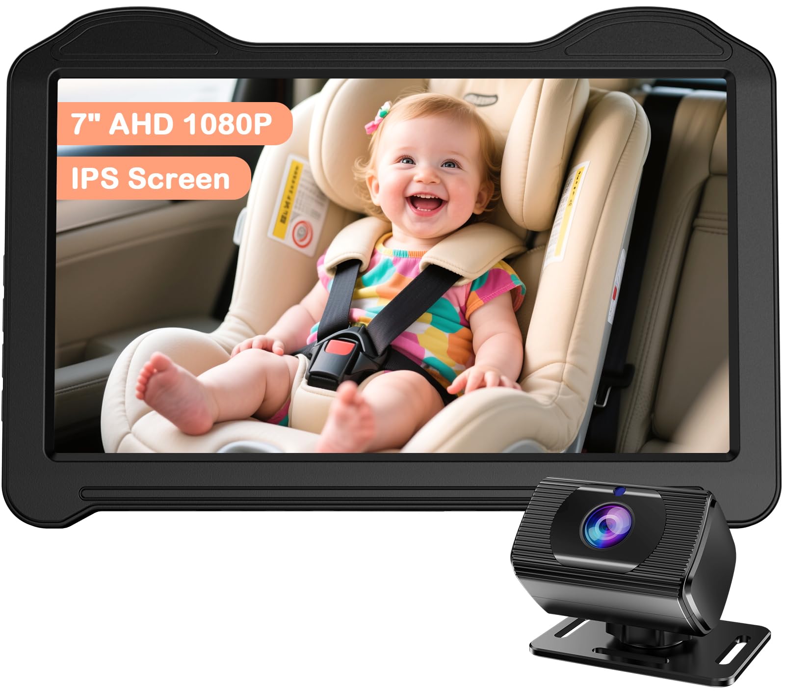 7-Inch Car Baby Camera for Seat: 1080P HD Rear Facing Camera for Backseat, Easy Setup, Anti-Glare Screen, USB-Powered for Monito