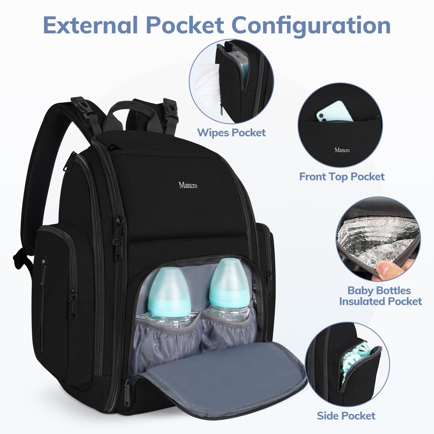 Backpack Diaper Bag, Waterproof Boy Travel Bag For Dad And Men, Large Multi-Function, Many Pockets, Lightweight, Stylish Diaper