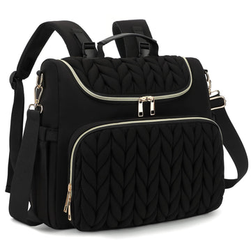 Bevkois Small Diaper Bag Backpack Quilted Mini Baby Crossbody Diaper Bag Tote for Mom and Baby Girls Boys (Black)