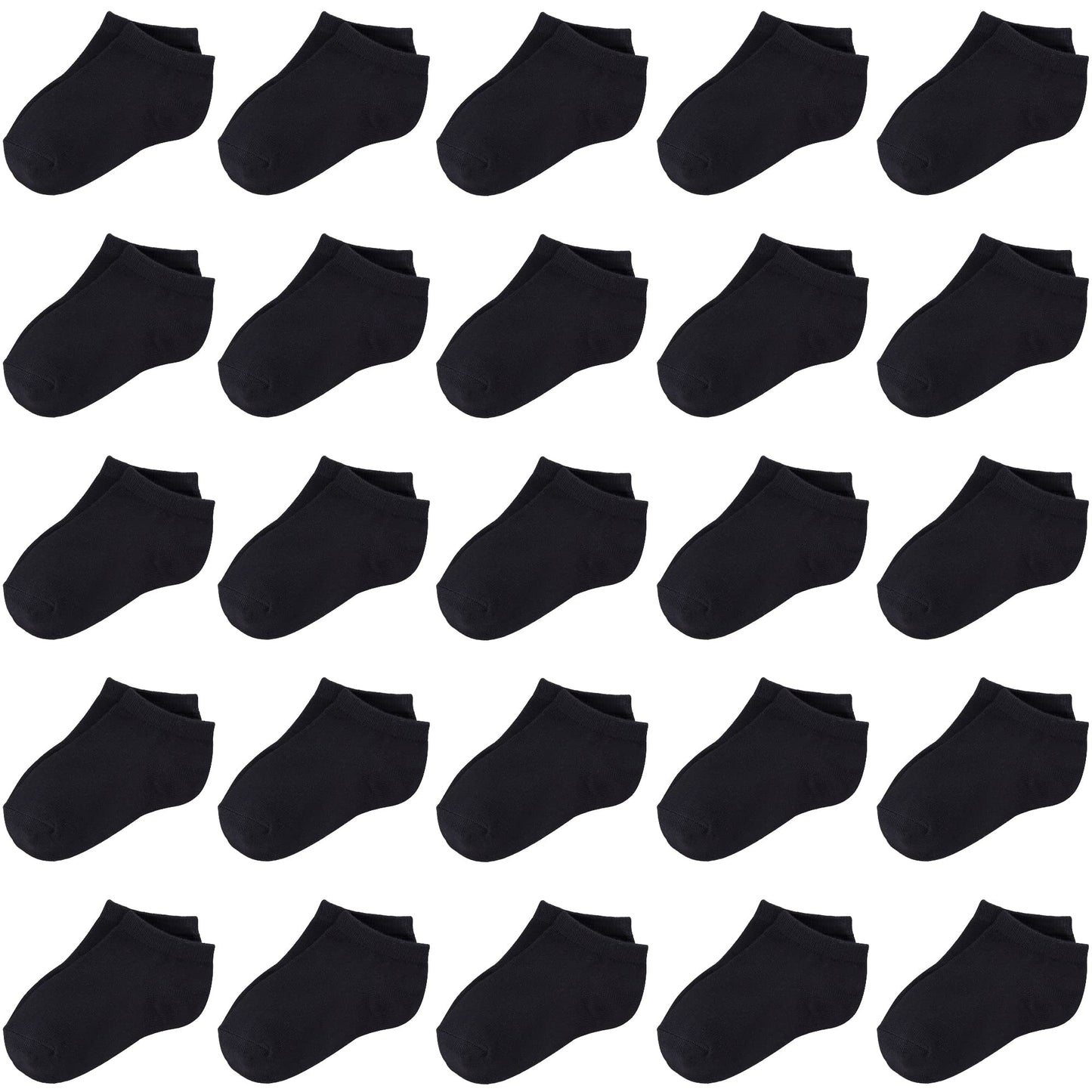 Duufin 25 Pairs Toddler Ankle Socks Low Cut Kids Half Cushion Toddler Socks Black Low Rise Ankle Socks For Toddler Boys And Girl