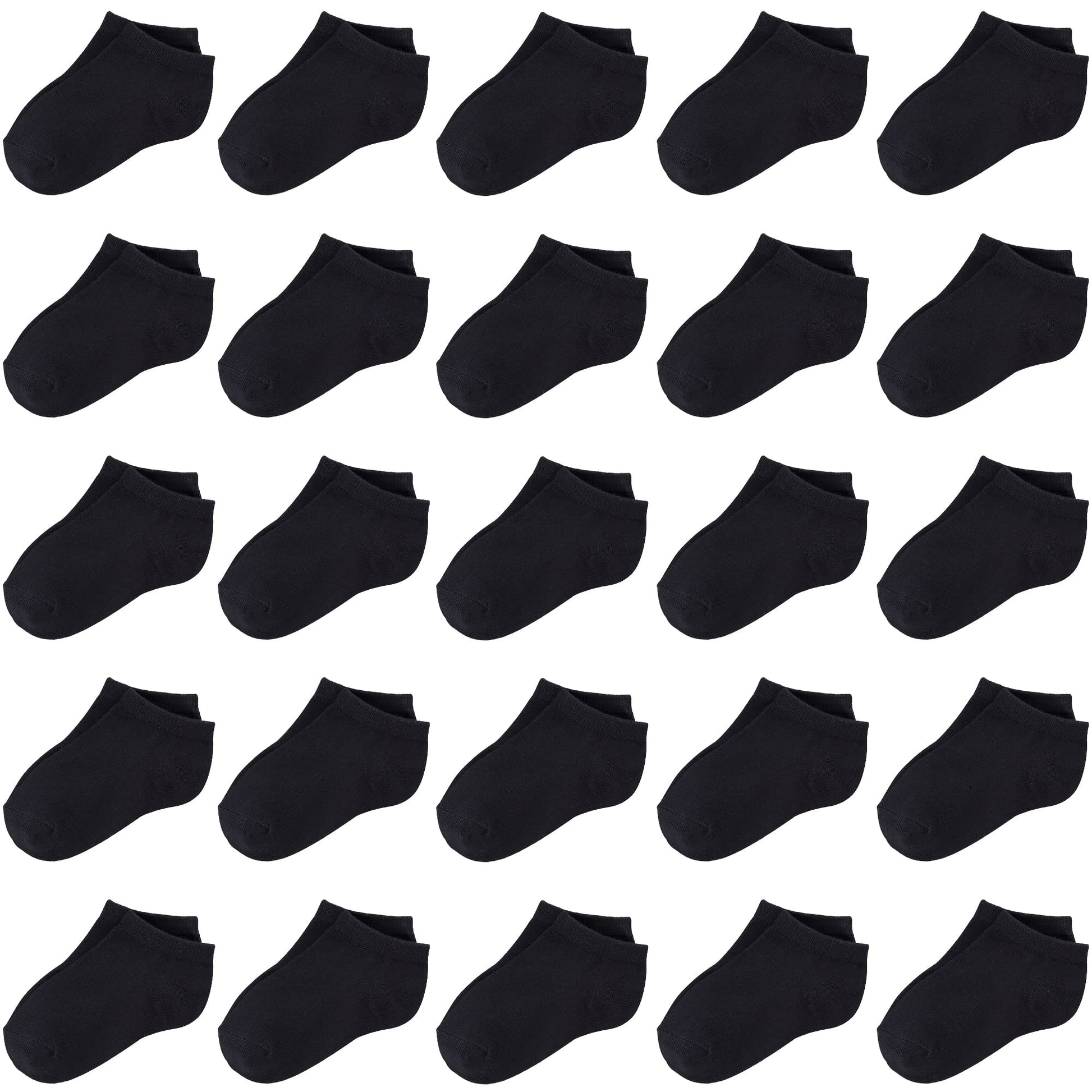 Duufin 25 Pairs Toddler Ankle Socks Low Cut Kids Half Cushion Toddler Socks Black Low Rise Ankle Socks For Toddler Boys And Girl