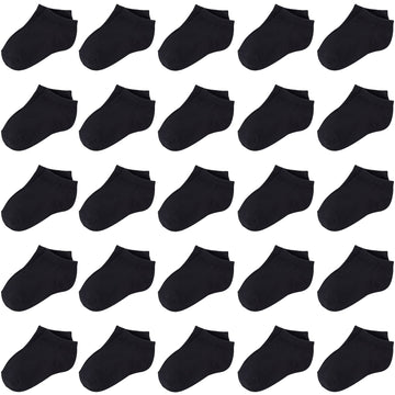 Duufin 25 Pairs Toddler Ankle Socks Low Cut Kids Half Cushion Toddler Socks Black Low Rise Ankle Socks For Toddler Boys And Girl