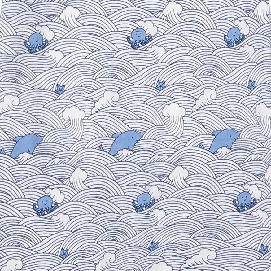 Owlivia Organic Cotton Baby Boy Girl Zip Up Sleep N Play, Footless, Long Sleeve(6-12 Months, Wave & Navy)