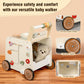 Pithfor Wooden Baby Walker, 3-in-1 Baby Push Walker, with Pretend Kitchen, Montessori Sensory Activity Center, Push Walker Toys