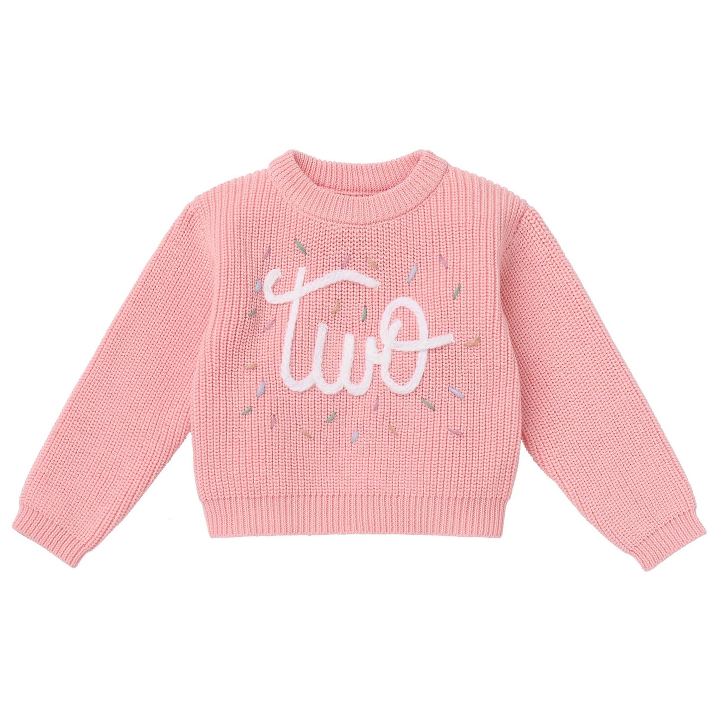 Toddler Baby Girls Boys Boho 2nd Birthday Outfit Embroidery Knitted Pullover Sweaters Crochet Top Long Sleeve Fall Winter First 