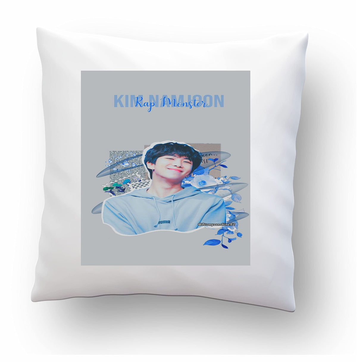 CRAFT MANIACS BTS Star Pastel Blue 1 Fan Art 16*16 INCHES Pillow with Filler | Officially Licensed BTS Merch