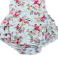 China Rose 50'S Floral Ruffles Rompers Backless Dress Bathing Suit Swimwear (0-12 Months, Light Blue)
