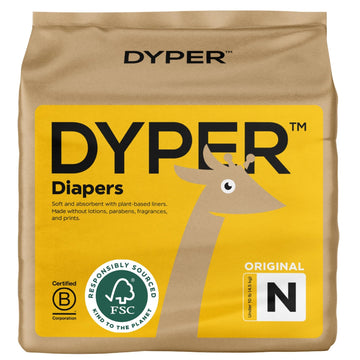 Dyper Baby Diapers Size Newborn | Honest Ingredients | Cloth Alternative | Day & Overnight | Made With Plant-Based* Materials |
