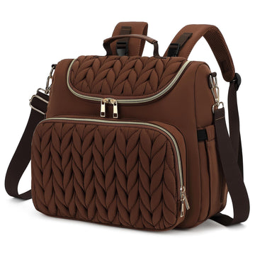 Kouxunt Small Diaper Bag Backpack, Quilted Mini Baby Crossbody Diaper Bag Tote for Mom (Brown)