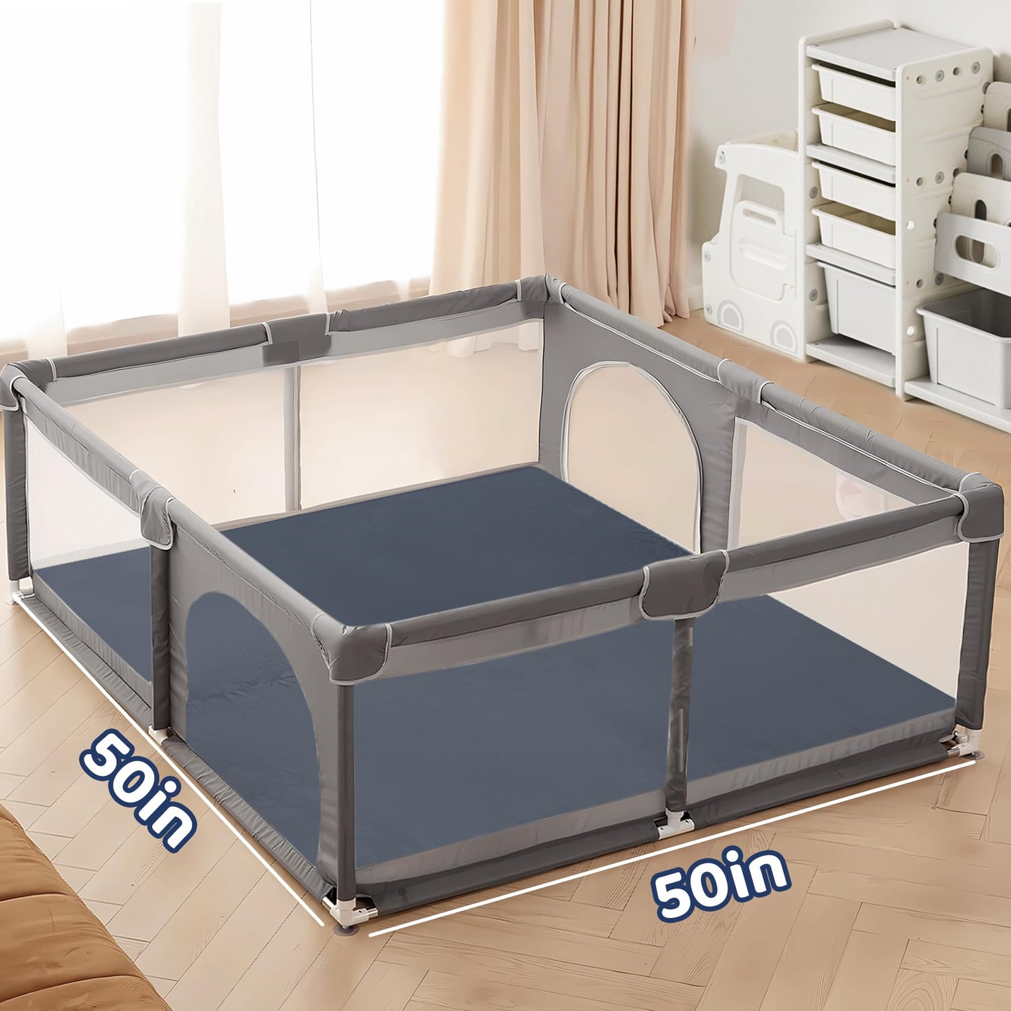 Hombys 59X71 Fodable Memory Foam Play Mat For Playpen,Thick 1' Thick Baby Play Mat For Floor,Padded Play Mat With Non-Slip Back