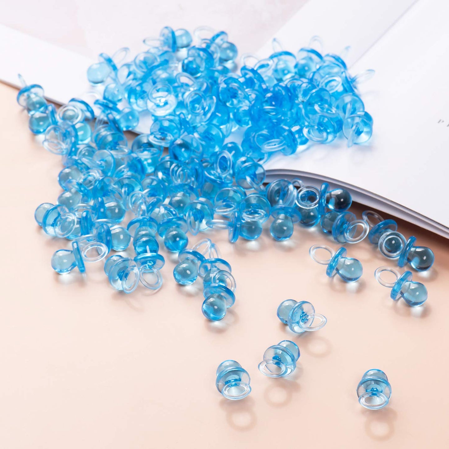 150 Mini Acrylic Pacifiers For Baby Shower Game, 0.86 Inch Bulk Chupones Para Gender Reveal Party Favors Table Decoration (Blue)