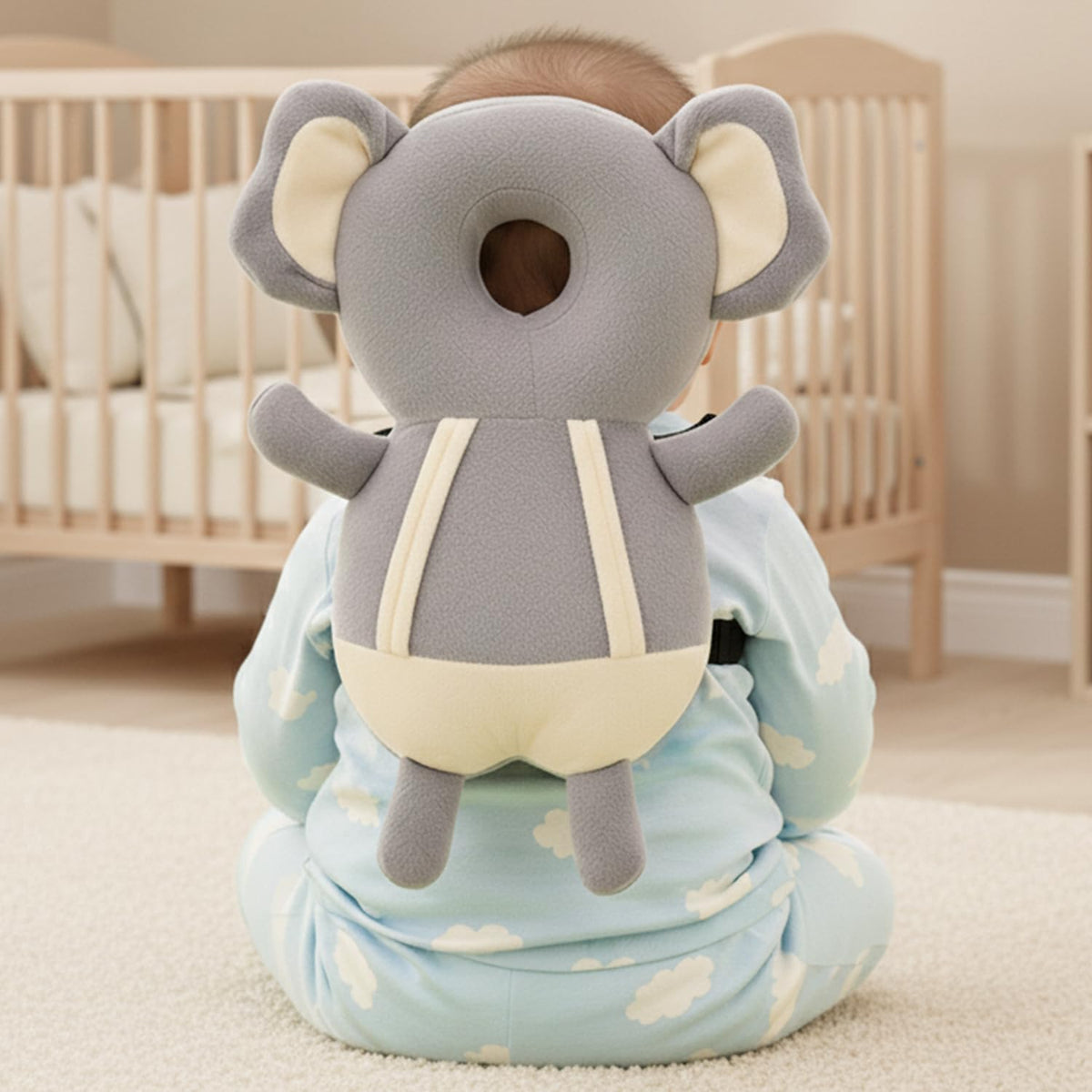 Babypro Baby Head Protector Cushion With Adjustable Straps, ElephantShaped Plush Soft Baby Safety Helmet For Crawling & Walking