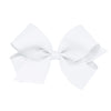 Wee Ones Girls' Classic Grosgrain Hair Bow On A Weestay No-Slip Hair Clip, Stylish For All Hair Types, Medium Bow, White