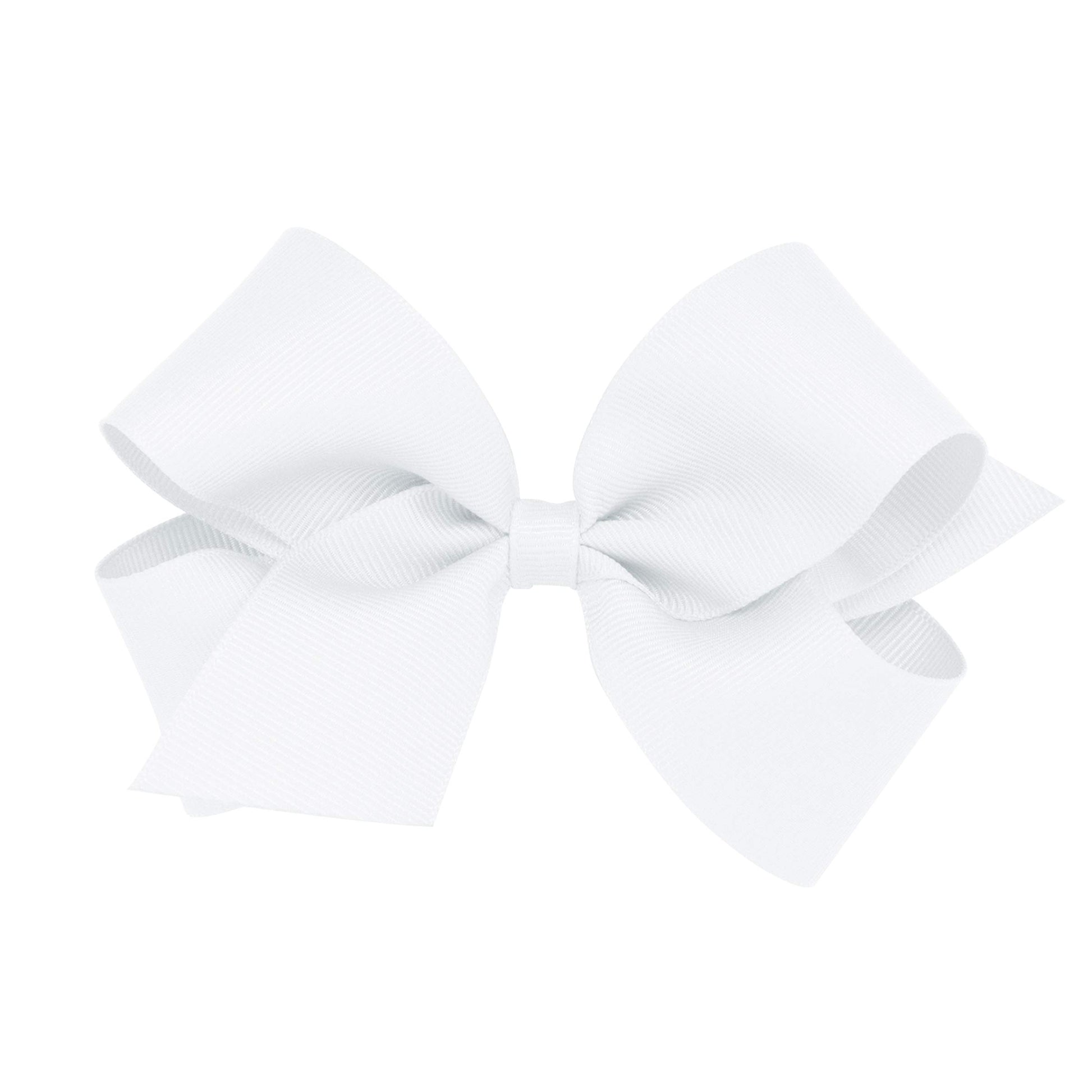 Wee Ones Girls' Classic Grosgrain Hair Bow On A Weestay No-Slip Hair Clip, Stylish For All Hair Types, Medium Bow, White