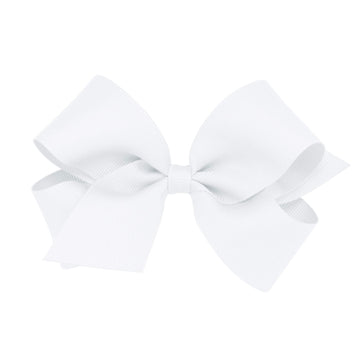 Wee Ones Girls' Classic Grosgrain Hair Bow On A Weestay No-Slip Hair Clip, Stylish For All Hair Types, Medium Bow, White