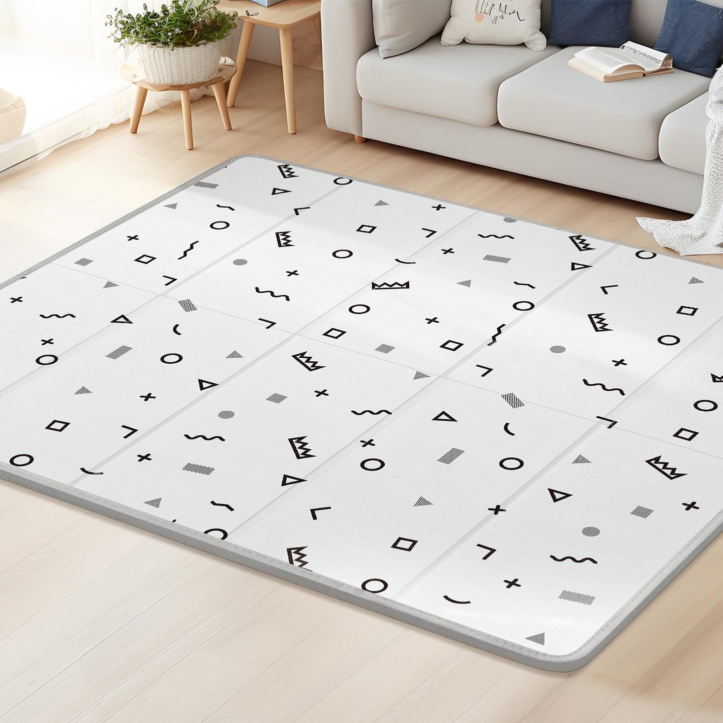 Baby Play Mat for Floor,79 x 71Extra Large Foam Play Mats,Reversible Foam Playmat,Foldable,Waterproof &Anti-Slip Crawling for Ba