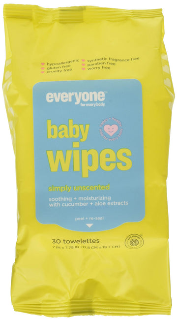 Everyone Baby Wipes Unscented, Chamomile + Aloe, 30 Ea, 30Count