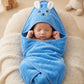Baby Blanket Newborn Hooded Flannel Baby Wrapper Cum Baby Crib Blanket for Baby Boys and Baby Girls (Blue)