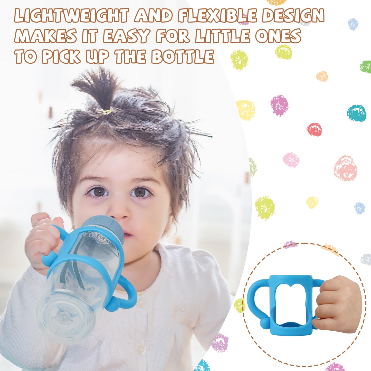 Bottle Handles For Dr. Brown'S Narrow Baby, Wide-Neck, Removable Easy-Grip Transitional Sippy Cup Handles, 100% Silicone-Bpa-Fre