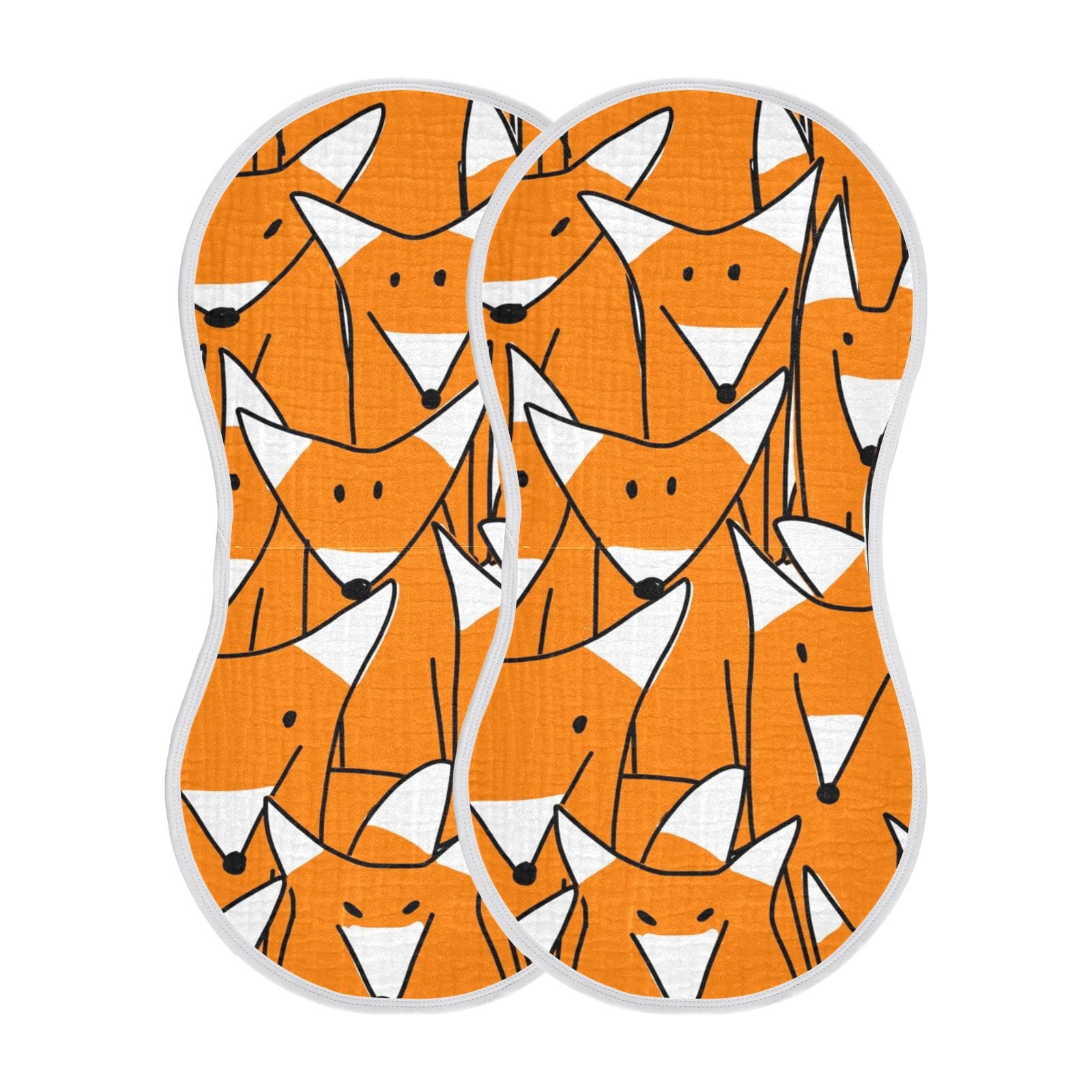 YYZZH Cartoon Red Fox Big Family Pattern Muslin Burp Cloths for Baby 2 Pack 100% Cotton Baby Washcloths Bibs for Boy Girl