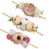 Mligril Baby Girl Floral Headbands Set - 3Pcs Flower Crown Elastic Hairband Newborn Toddler Hair Accessories Christmas Gifts For