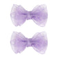 3.5-Inch Organza Hair Bows For Girls - Elegant Sheer Ribbon Alligator Clips For Toddlers, Kids, And Teens - Pack Of 2, Purple
