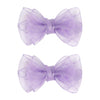3.5-Inch Organza Hair Bows For Girls - Elegant Sheer Ribbon Alligator Clips For Toddlers, Kids, And Teens - Pack Of 2, Purple